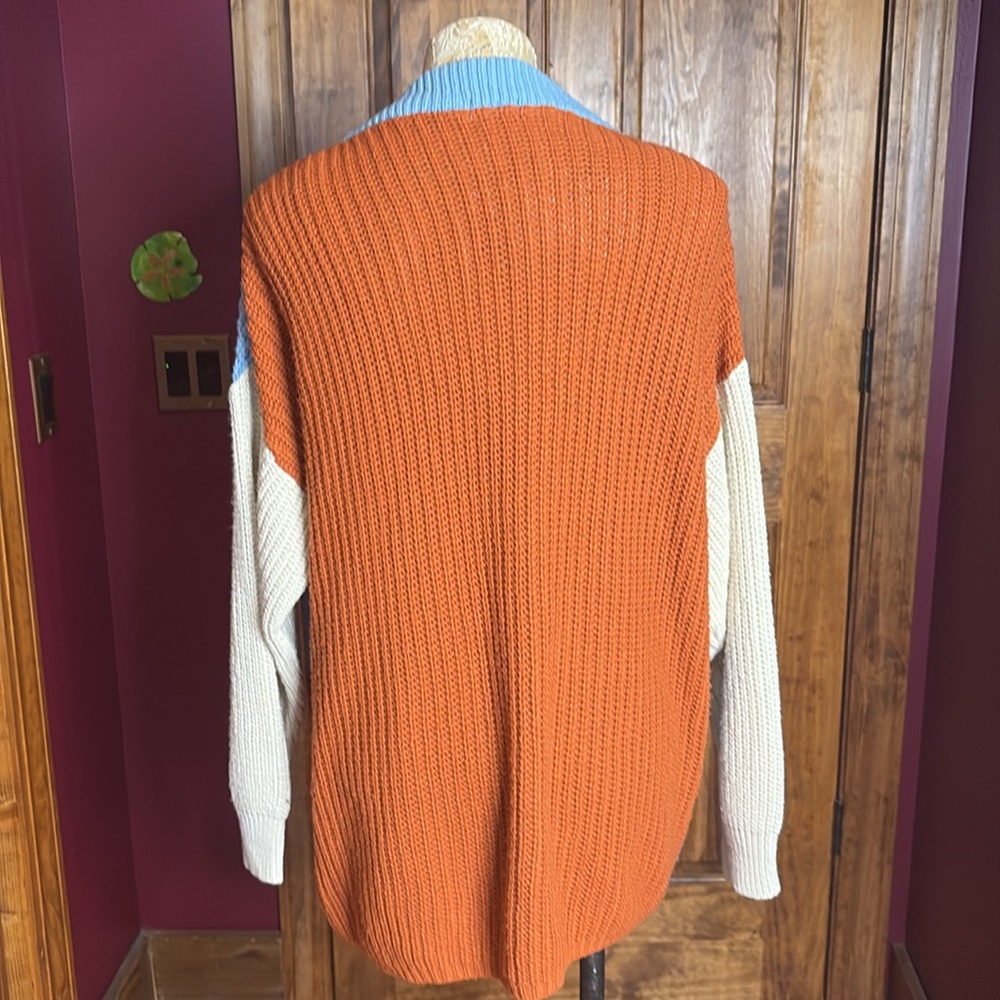 Pretty Little Thing Color Block Sweater Dress | baby blue m, cayenne, creme sz S - Picture 7 of 11